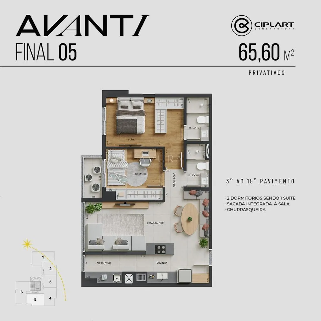 Apartamento à venda em Maringá, Jardim Aclimação, com 1 suíte, com 65 m², Avanti — foto 5